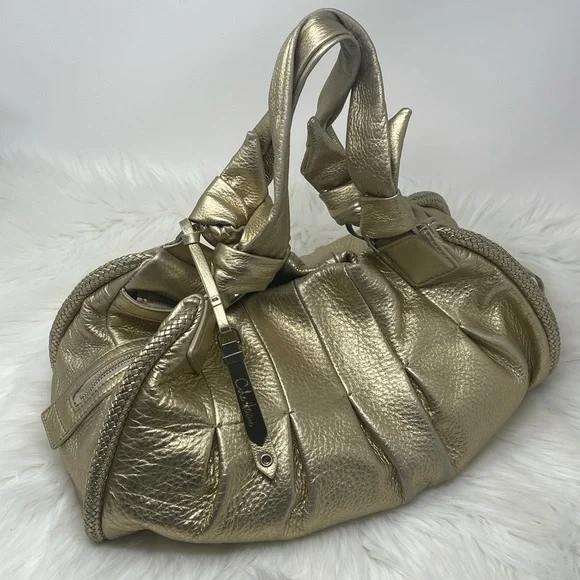 Cole Haan Metallic Gold Soft Leather Bucket Bag